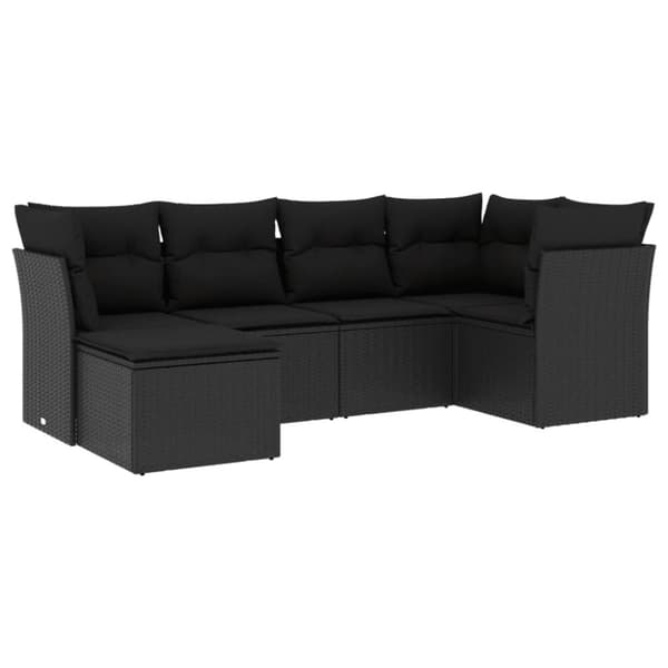 vidaXL sofasæt til haven 6 dele med hynder polyrattan sort