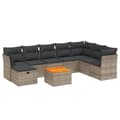 Miniatyrbillede 1 af 3: vidaXL sofasæt til haven 9 dele med hynder polyrattan grå