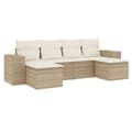 Miniatyrbillede 1 af 11: vidaXL sofasæt til haven 6 dele med hynder polyrattan beige