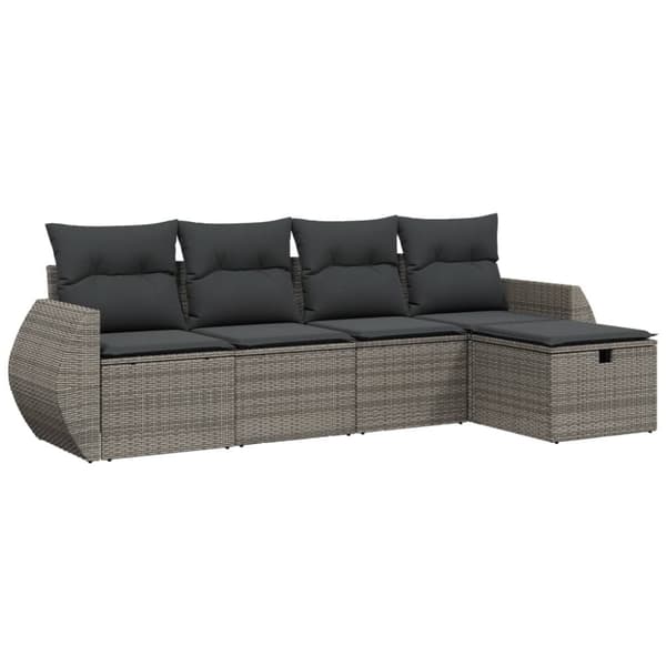 vidaXL sofasæt 5 dele med hynder polyrattan grå