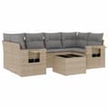 Miniatyrbillede 1 af 11: vidaXL sofasæt til haven 7 dele med hynder polyrattan beige