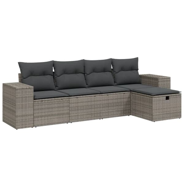 vidaXL sofasæt 5 dele med hynder polyrattan grå
