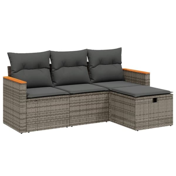 vidaXL sofasæt til haven 4 dele med hynder polyrattan grå