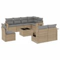 Miniatyrbillede 1 af 11: vidaXL sofasæt til haven 9 dele med hynder polyrattan beige