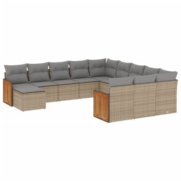vidaXL sofasæt til haven 12 dele med hynder polyrattan beige