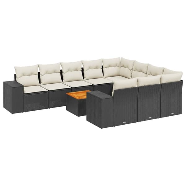 vidaXL sofasæt til haven 11 dele med hynder polyrattan sort