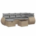 Miniatyrbillede 3 af 5: vidaXL havesofasæt 7 dele med hynder polyrattan beige