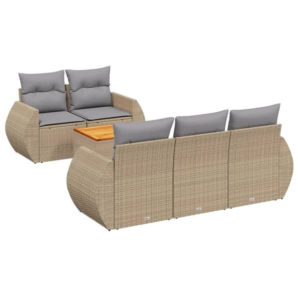 vidaXL sofasæt til haven 6 dele med hynder polyrattan beige