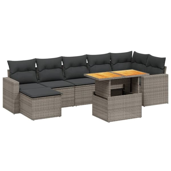 vidaXL sofasæt til haven 8 dele med hynder polyrattan grå