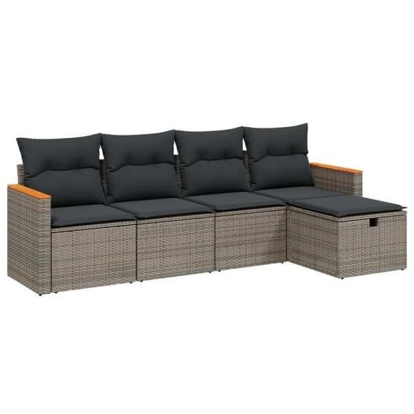 vidaXL sofasæt 5 dele med hynder polyrattan grå