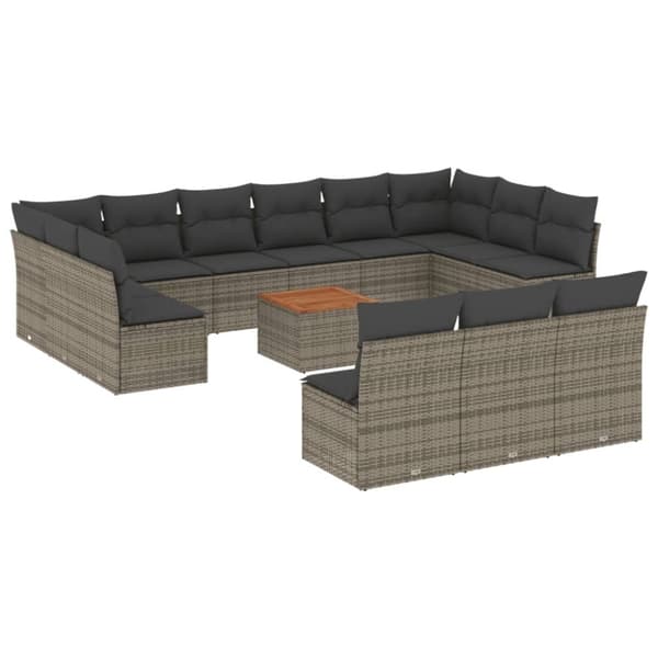 vidaXL sofasæt til haven 14 dele med hynder polyrattan grå