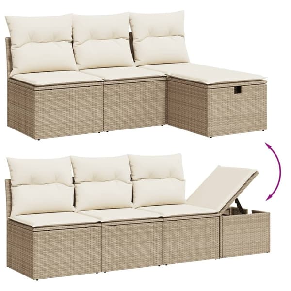 vidaXL sofasæt til haven 7 dele med hynder polyrattan beige