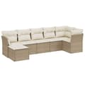 Miniatyrbillede 1 af 5: vidaXL sofasæt til haven 7 dele med hynder polyrattan beige