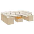 Miniatyrbillede 1 af 11: vidaXL sofasæt til haven 10 dele med hynder polyrattan beige