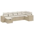 Miniatyrbillede 1 af 4: vidaXL sofasæt til haven 7 dele med hynder polyrattan beige