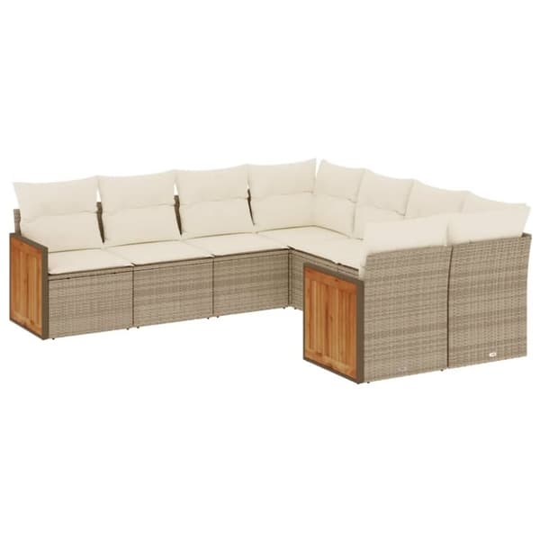 vidaXL sofasæt til haven 8 dele med hynder polyrattan beige