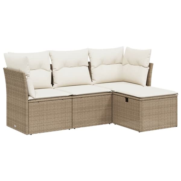 vidaXL sofasæt til haven 4 dele med hynder polyrattan beige