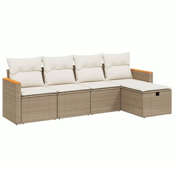 vidaXL sofasæt til haven 5 dele med hynder polyrattan beige