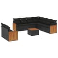 Miniatyrbillede 3 af 11: vidaXL sofasæt til haven 10 dele med hynder polyrattan sort
