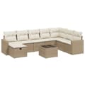Miniatyrbillede 1 af 3: vidaXL sofasæt til haven 9 dele med hynder polyrattan beige