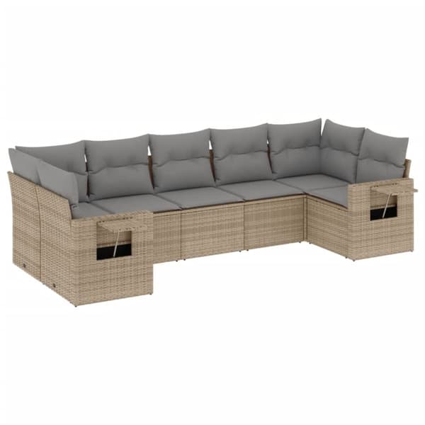 vidaXL sofasæt til haven 7 dele med hynder polyrattan beige