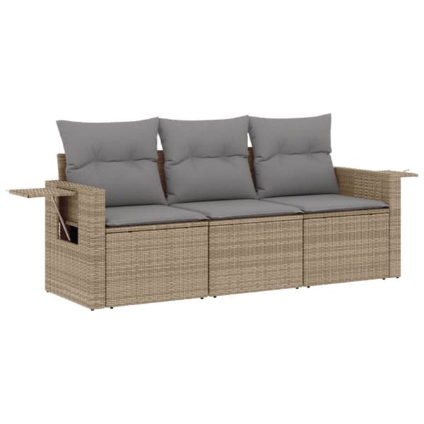 vidaXL sofasæt til haven 3 dele med hynder polyrattan beige