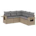 Miniatyrbillede 1 af 11: vidaXL sofasæt til haven 5 dele med hynder polyrattan beige