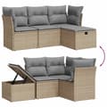 Miniatyrbillede 4 af 5: vidaXL sofasæt til haven 4 dele med hynder polyrattan beige