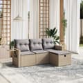 Miniatyrbillede 2 af 5: vidaXL sofasæt til haven 4 dele med hynder polyrattan beige