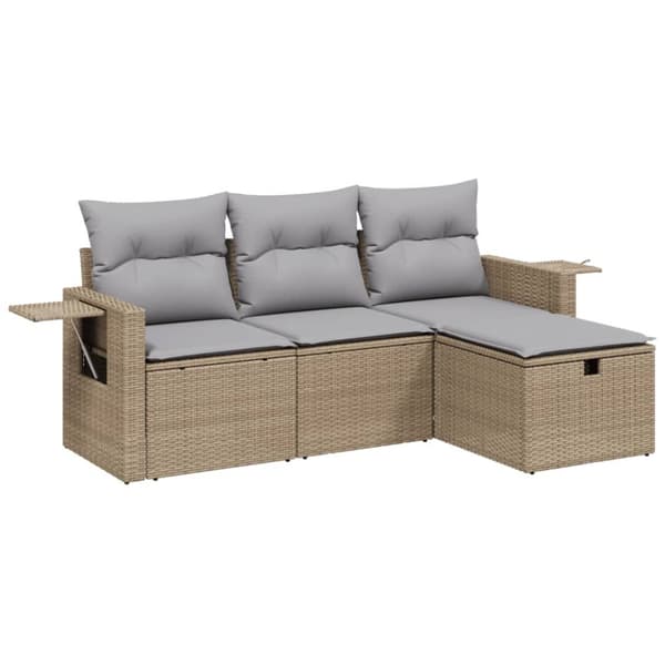 vidaXL sofasæt til haven 4 dele med hynder polyrattan beige