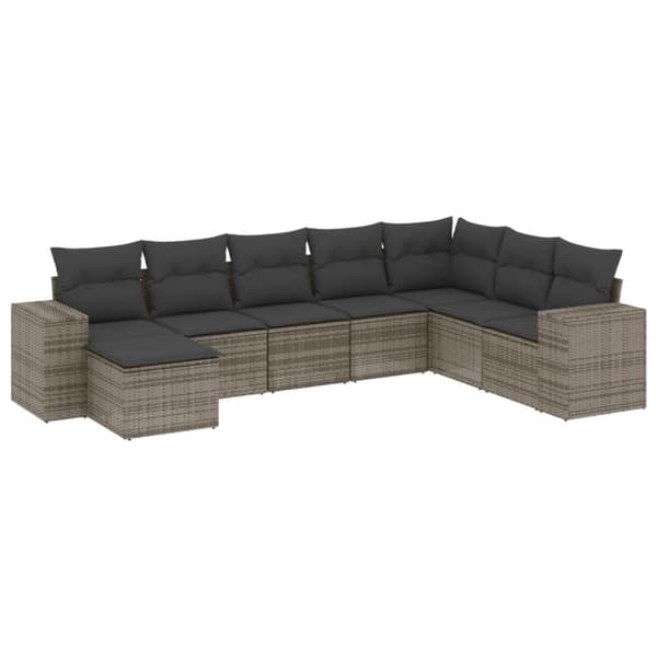 vidaXL sofasæt til haven 8 dele med hynder polyrattan grå