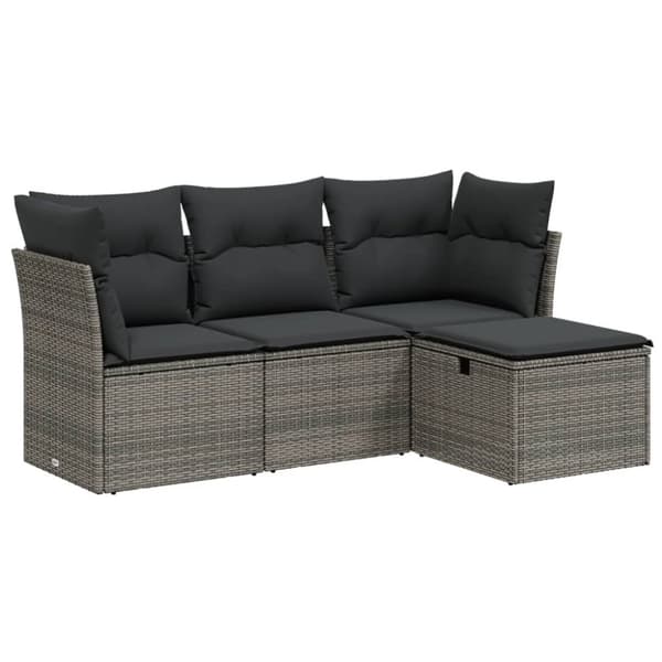 vidaXL sofasæt til haven 4 dele med hynder polyrattan grå