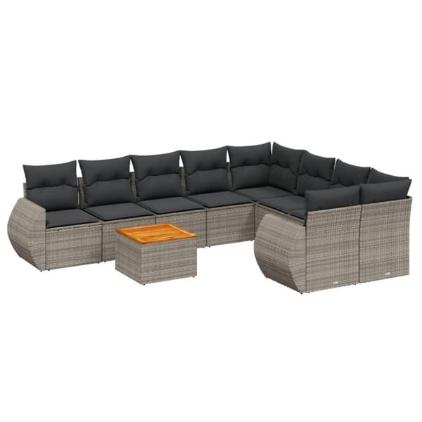 vidaXL sofasæt til haven 9 dele med hynder polyrattan grå