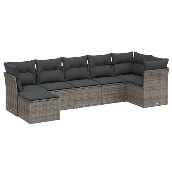 vidaXL sofaesæt til haven 7 dele med hynder polyrattan grå