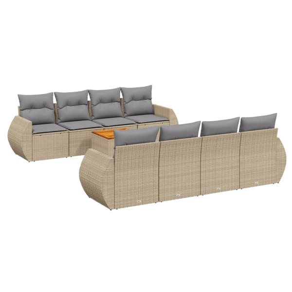 vidaXL sofasæt til haven 9 dele med hynder polyrattan beige