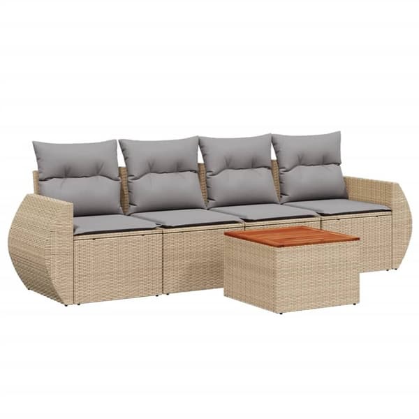 vidaXL sofasæt til haven 5 dele med hynder polyrattan beige