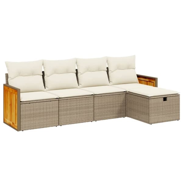 vidaXL sofasæt til haven 5 dele med hynder polyrattan beige