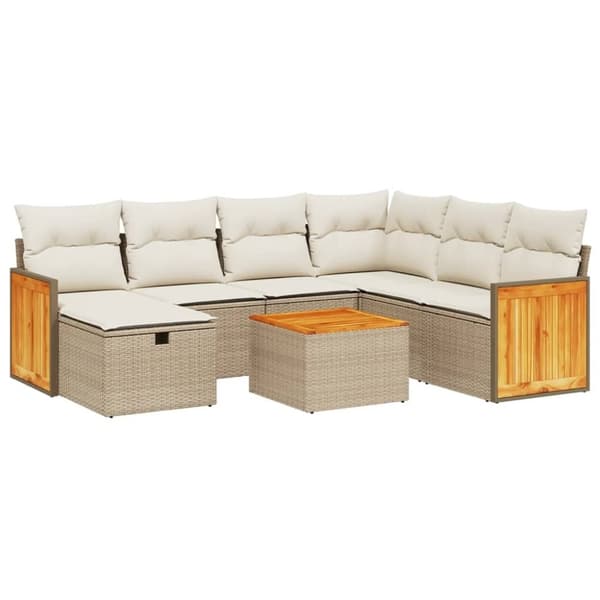 vidaXL sofasæt til haven 8 dele med hynder polyrattan beige