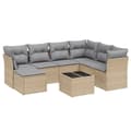 Miniatyrbillede 1 af 5: vidaXL havesofasæt 8 dele med hynder polyrattan beige