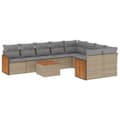 Miniatyrbillede 1 af 11: vidaXL sofasæt til haven 10 dele med hynder polyrattan beige