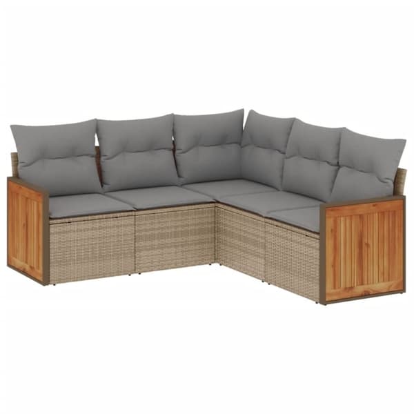 vidaXL sofasæt til haven 5 dele med hynder polyrattan beige