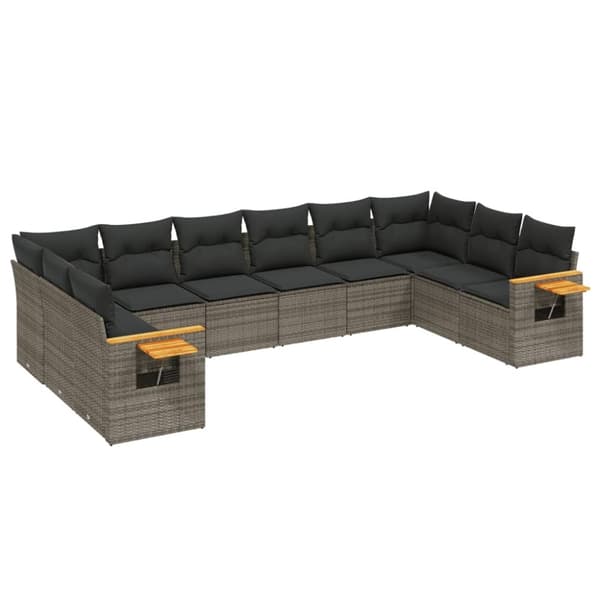 vidaXL sofasæt til haven 10 dele med hynder polyrattan grå