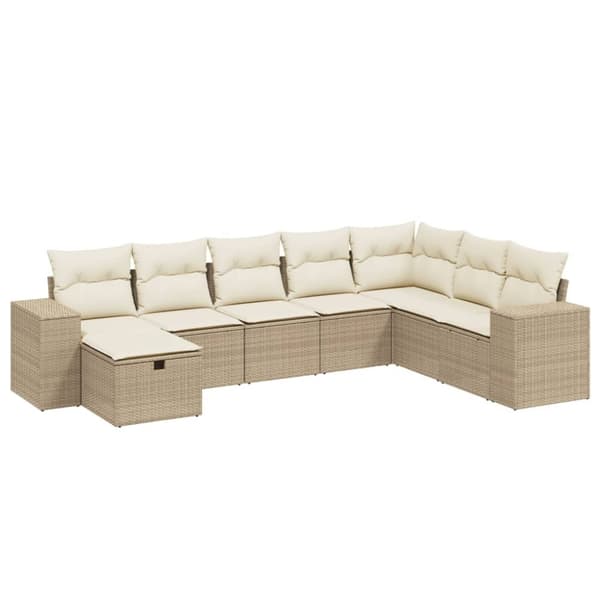 vidaXL sofasæt til haven 8 dele med hynder polyrattan beige
