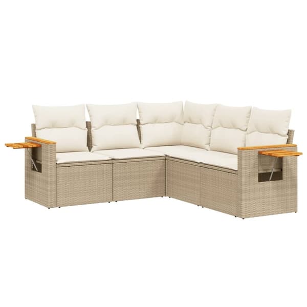 vidaXL sofasæt til haven 5 dele med hynder polyrattan beige
