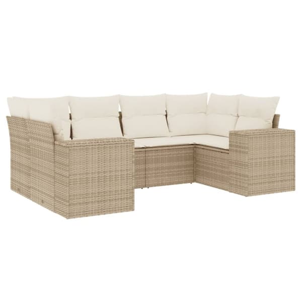 vidaXL sofasæt til haven 6 dele med hynder polyrattan beige