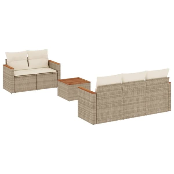 vidaXL sofasæt til haven 6 dele med hynder polyrattan beige