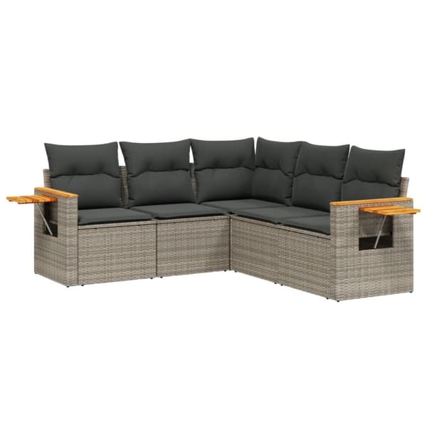 vidaXL sofasæt 5 dele med hynder polyrattan grå