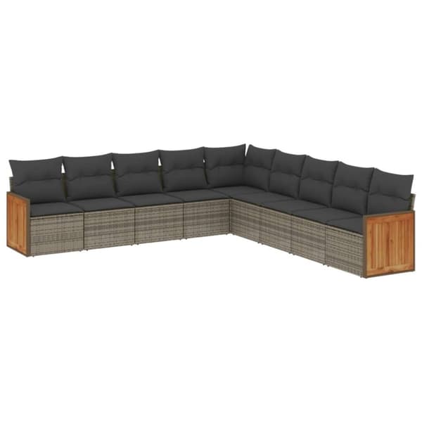 vidaXL sofasæt til haven 9 dele med hynder polyrattan grå