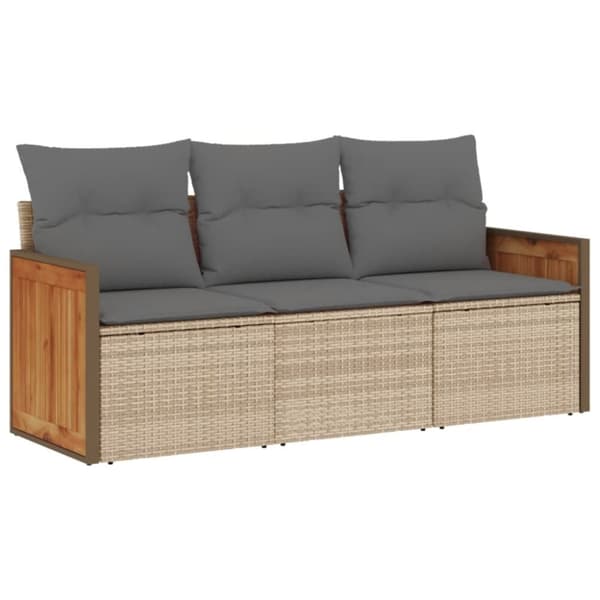 vidaXL sofasæt til haven 3 dele med hynder polyrattan beige