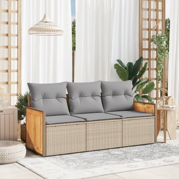 vidaXL sofasæt til haven 3 dele med hynder polyrattan beige